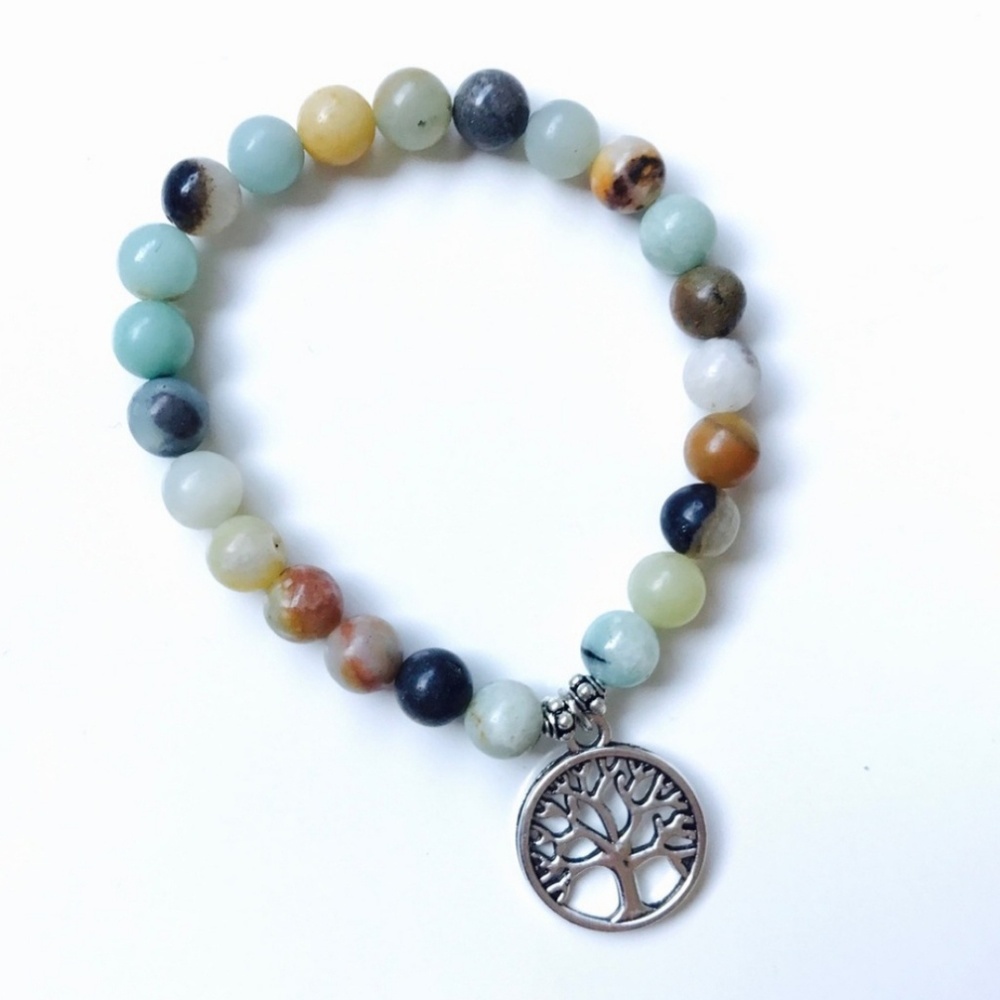 Tree of life amazonite mala bracelet